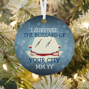 Customizable I survived the blizzard car Metal Tree Decoration