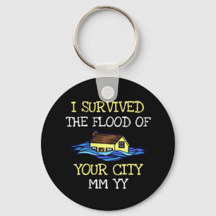 Customizable I survived the flood black Key Ring