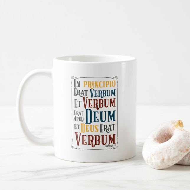 CUSTOMIZABLE In Principio Erat Verbum Coffee Mug (With Donut)