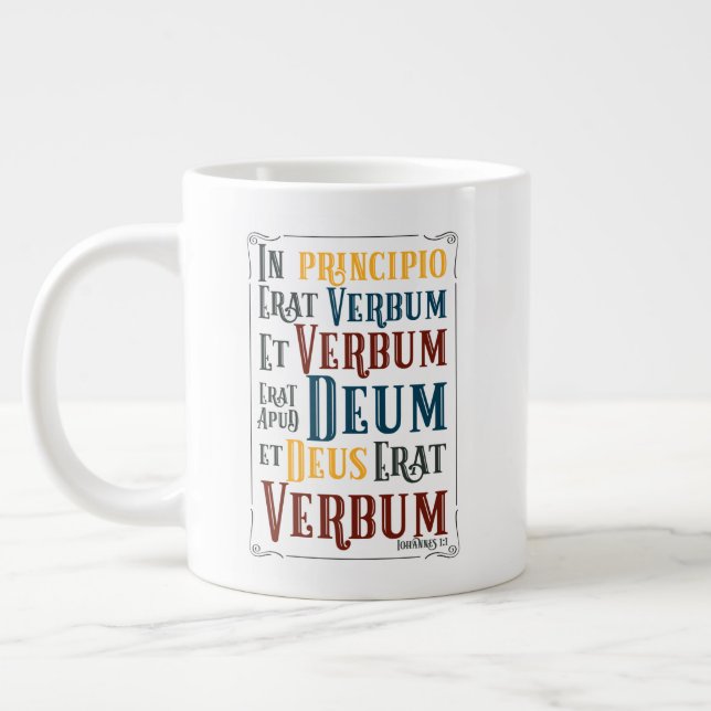 CUSTOMIZABLE In Principio Erat Verbum Large Coffee Mug (Left)