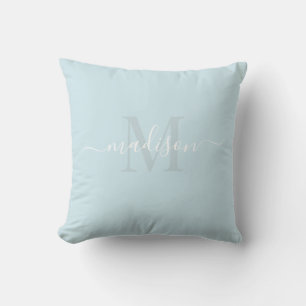 Customizable Initial & Name with Baby Blue Cushion
