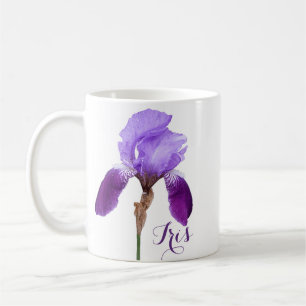 Customizable Iris name pretty purple iris floral Coffee Mug