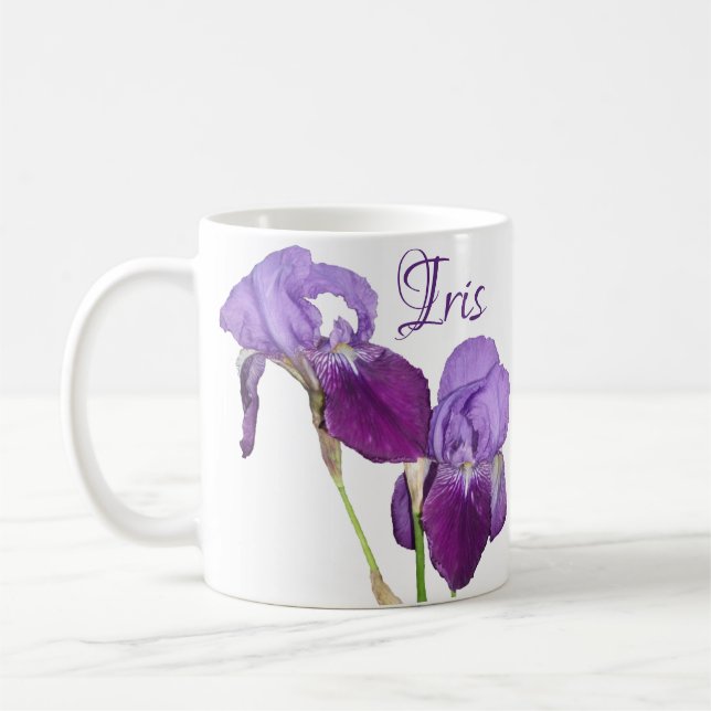 Customizable Iris name purple iris spring floral Coffee Mug (Left)
