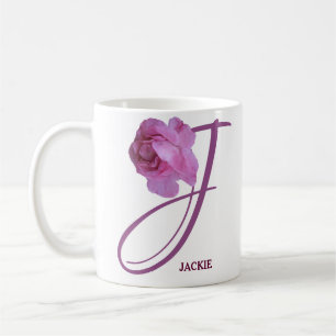 Customizable Jackie name pretty pink rose floral Coffee Mug