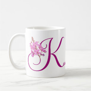 Customizable Karen name monogram pretty pink fleur Coffee Mug