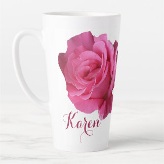 Customizable Karen name pink rose flowers boho Latte Mug