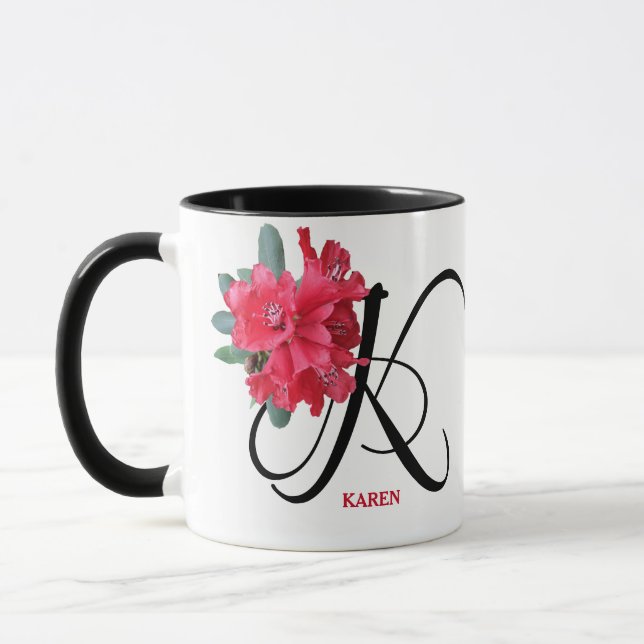 Customizable Karen name red flowers pretty glam  Mug (Left)