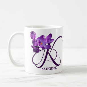Customizable Katherine name purple flowers trendy Coffee Mug