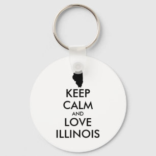 Customizable KEEP CALM and LOVE ILLINOIS Key Ring