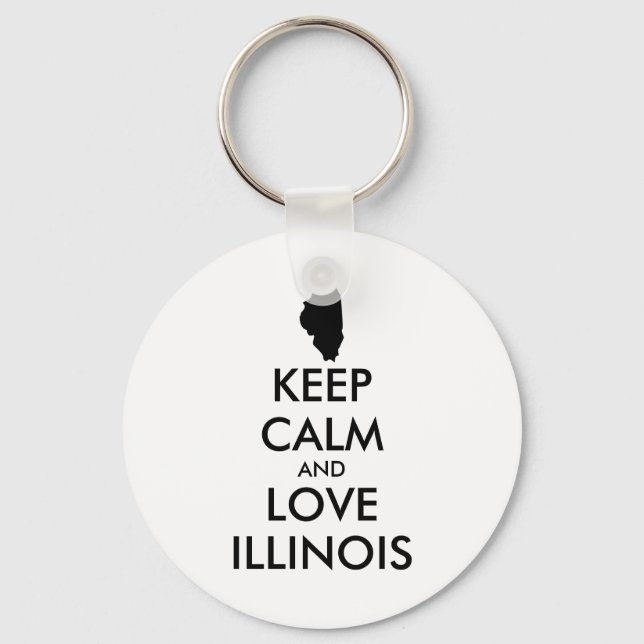 Customizable KEEP CALM and LOVE ILLINOIS Key Ring (Front)
