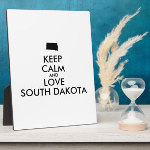 Customizable KEEP CALM and LOVE SOUTH DAKOTA Plaque