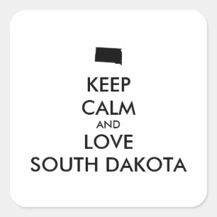 Customizable KEEP CALM and LOVE SOUTH DAKOTA Square Sticker