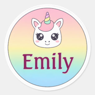 Customizable Kids Name Sticker – Unicorn Design