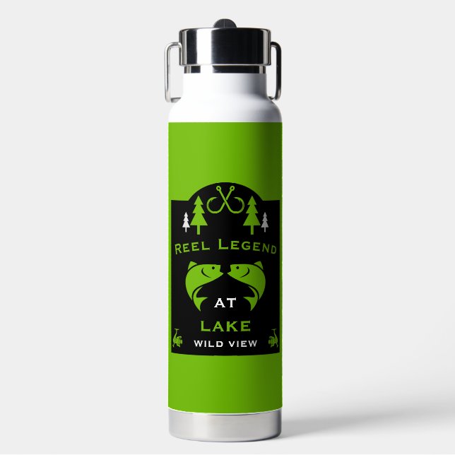 Customizable Lake Fishing Gift Water Bottle (Front)