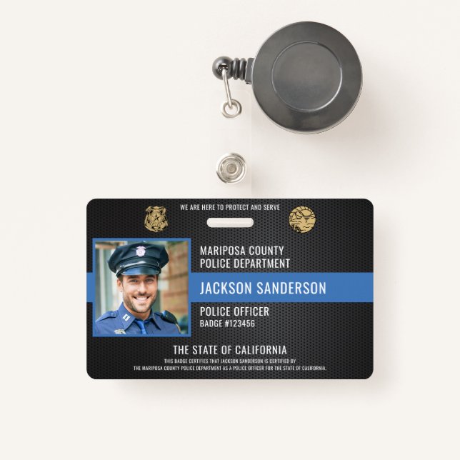 Customizable Law Enforcement Police Employee ID ID Badge (Front with Retractable)