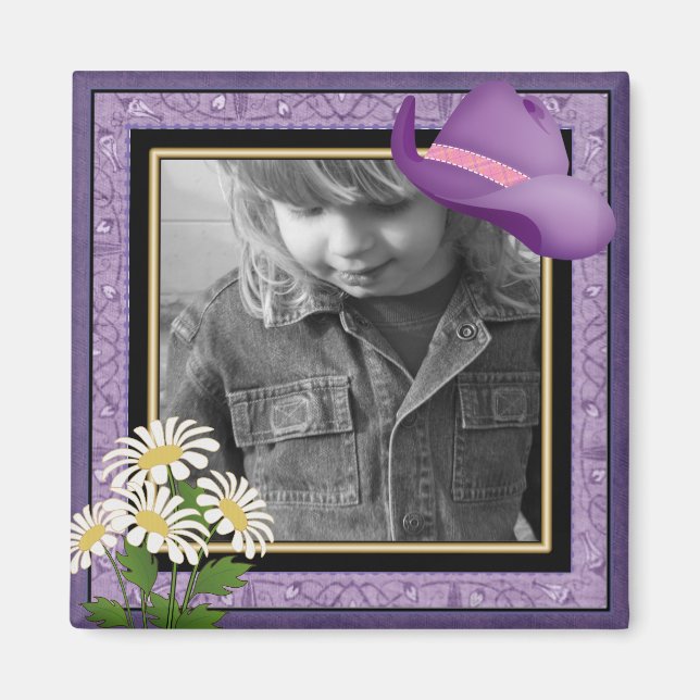 CUSTOMIZABLE Little Cowgirl photo magnet (Front)
