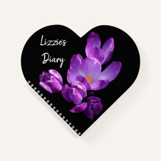 Customizable Lizzie name purple crocus floral Notebook