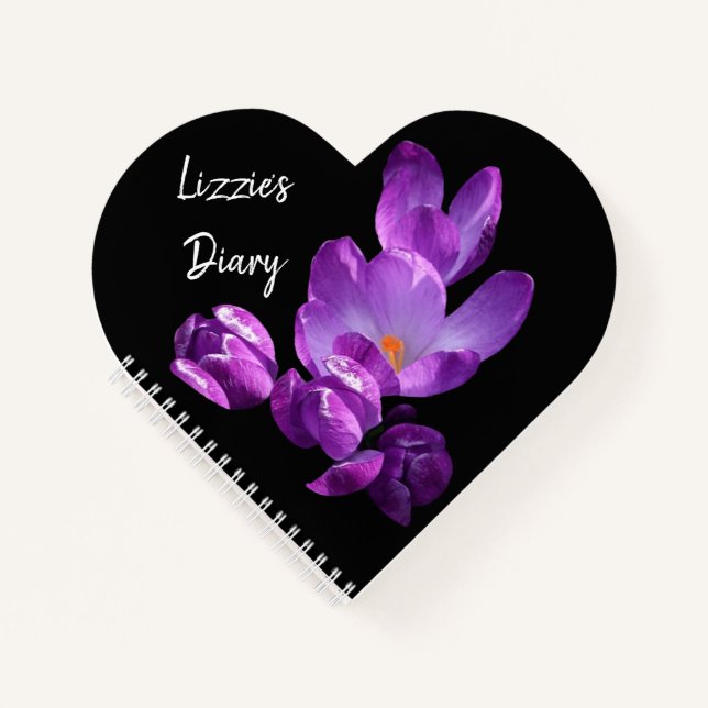 Customizable Lizzie name purple crocus floral Notebook (Front)