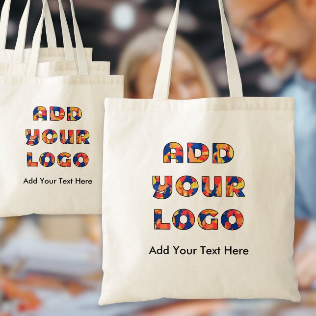 Customizable Logo and Text Business Promotional Tote Bag (A customizable tote bag to feature your chosen tagline and business logo)