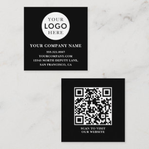 Customizable Logo Professional QR Code Black Square Business Card