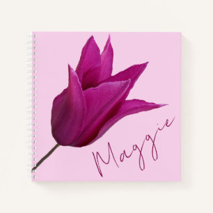 Customizable Maggie name pretty pink tulip floral  Notebook