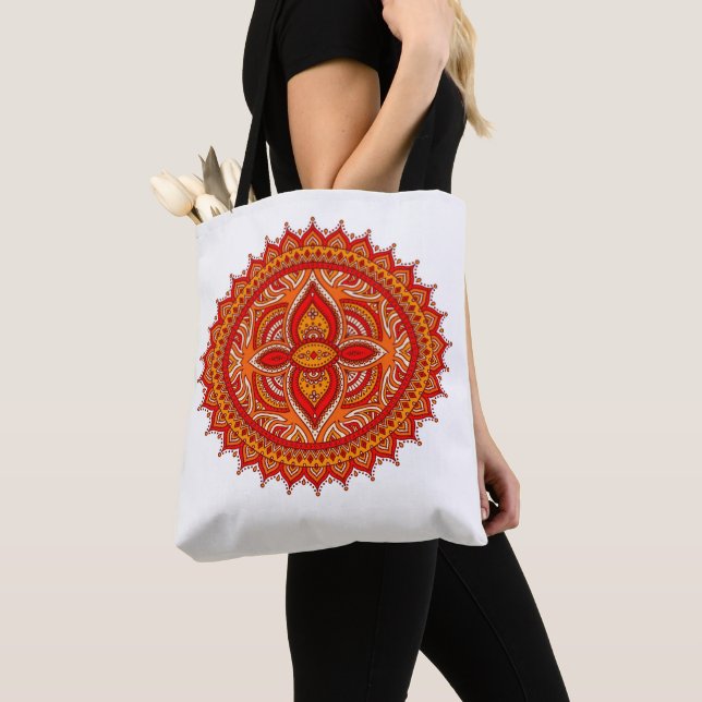 Customizable Mandala Pattern Fabric Tote Bag (Close Up)