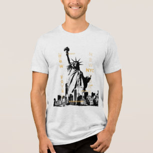 Customizable Manhattan Nyc Mens Liberty Statue Tri-Blend Shirt