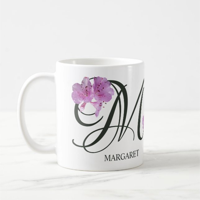 Customizable Margaret name pretty pink floral girl Coffee Mug (Left)