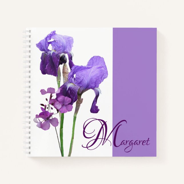 Customizable Margaret name purple floral cute girl Notebook (Front)