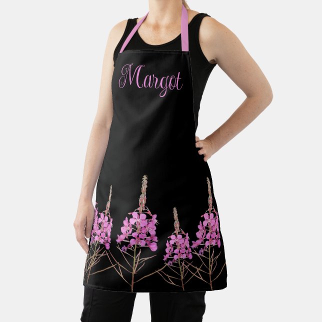 Customizable Margot name pretty pink floral retro Apron (Insitu)