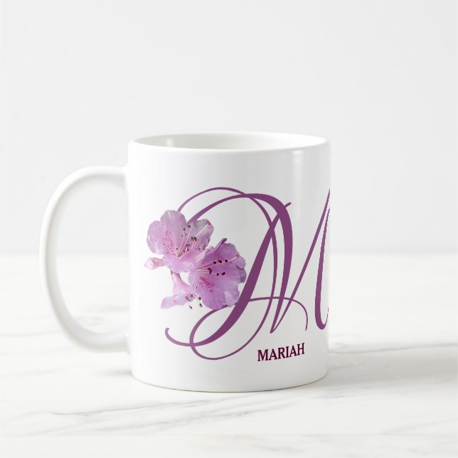 Customizable Mariah name pink rose flowers boho Coffee Mug (Left)