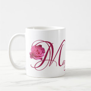 Customizable Mary name pink rose flowers boho Coffee Mug