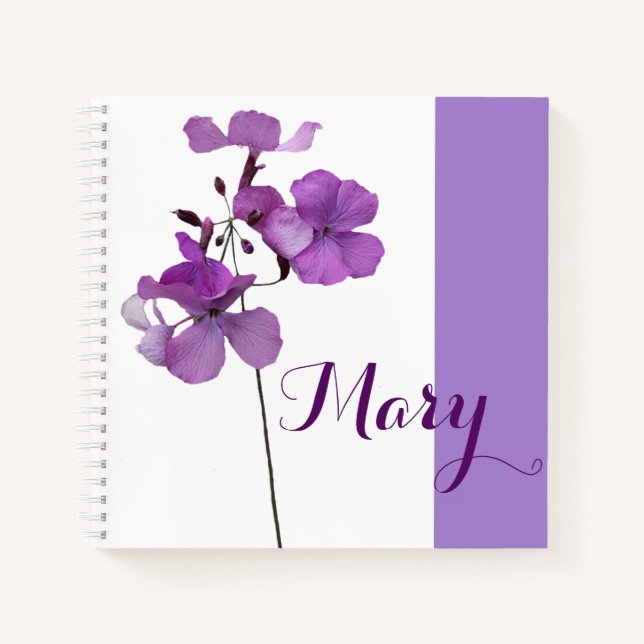 Customizable Mary name purple floral cute girly Notebook (Front)