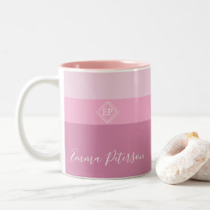 Customizable Minimalist Monogram Two-Tone Coffee Mug