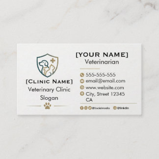 Customizable Minimalist Veterinary Business Card 