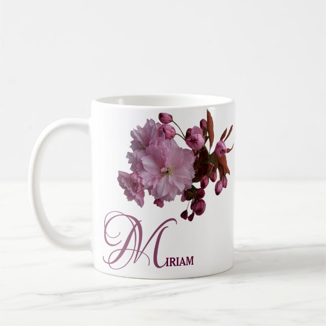 Customizable Miriam name pink rose flowers boho  Coffee Mug (Left)