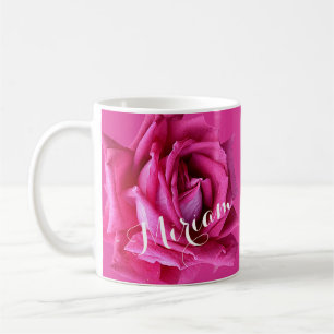 Customizable Miriam name pretty hot pink rose love Coffee Mug