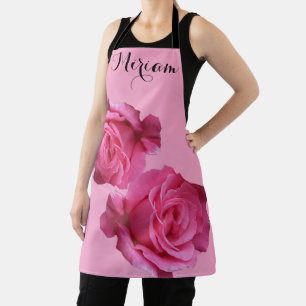 Customizable Miriam name pretty pink rose floral Apron
