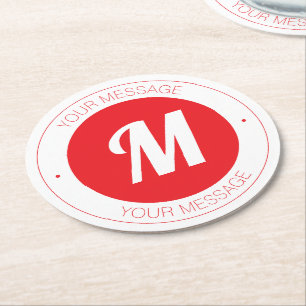 Customizable Monogram & Circular Text Template Round Paper Coaster