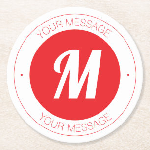 Customizable Monogram & Circular Text Template Round Paper Coaster