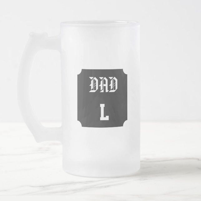 Customizable Monogram Dad Frosted Glass Beer Mug (Left)