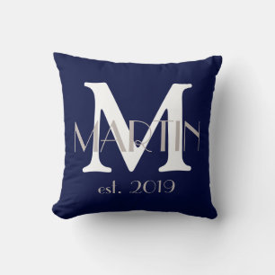 Customizable Monogram Family Name and Year Pillow
