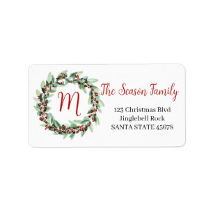 Customizable Monogram Label Christmas
