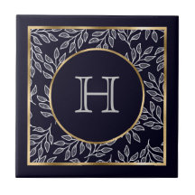 Customizable Monogram Navy Gold