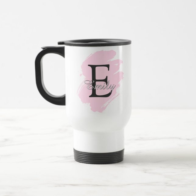Customizable Monogram Travel Mug with Color Accent (Left)