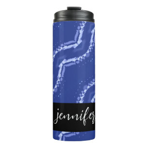 Customizable name Abstract blue waves pattern Thermal Tumbler