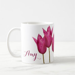 Customizable name Amy pretty pink tulips floral  Coffee Mug