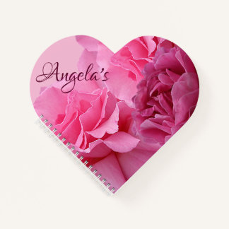 Customizable name Angela digital pink rose floral Notebook