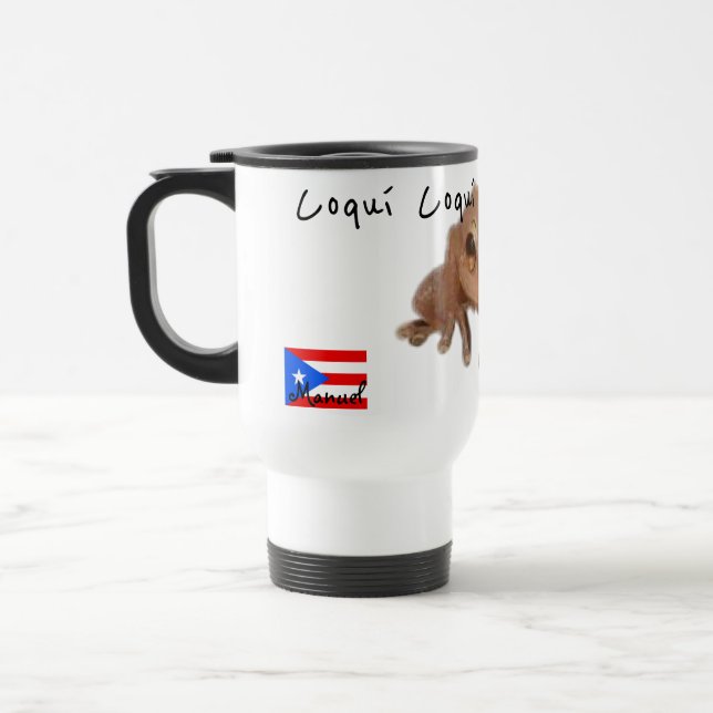 CUSTOMIZABLE NAME Coqui Puerto Rico Flag Travel Mug (Left)