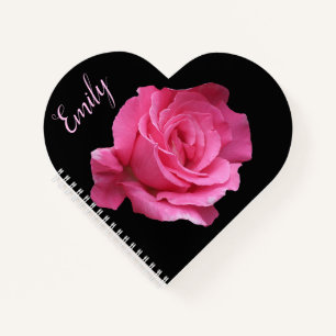 Customizable name Emily pretty pink rose floral Notebook
